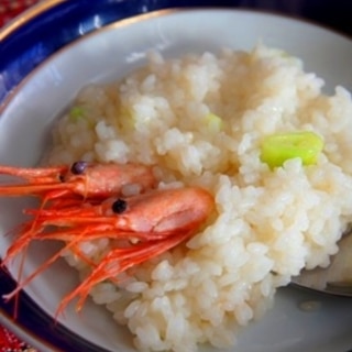 米から簡単、甘海老と葱の和リゾット